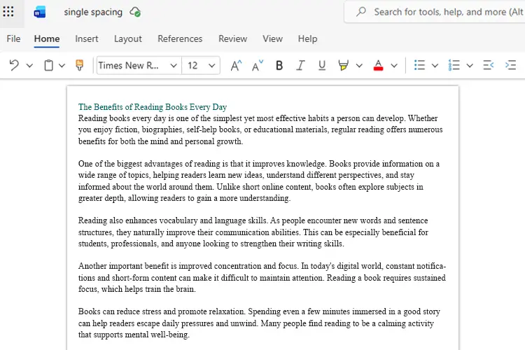 250 Words Single-Spaced Example